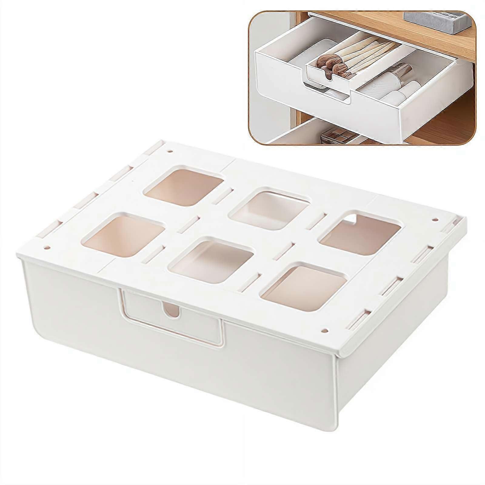 Desk Organizer for Under Desk, Hidden Expandable Desk Drawer, Self-Adhesive Office Supply Holder, Pencil and Stationery Storage Solution