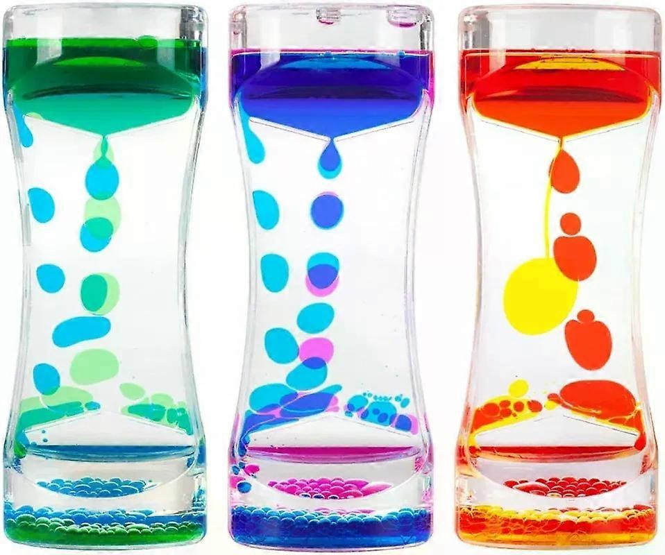 Mixed Color Hourglasses with Creative Double Colors Oil Drop Design - Floating Bubbles Timer for Desk and Office Table Decor