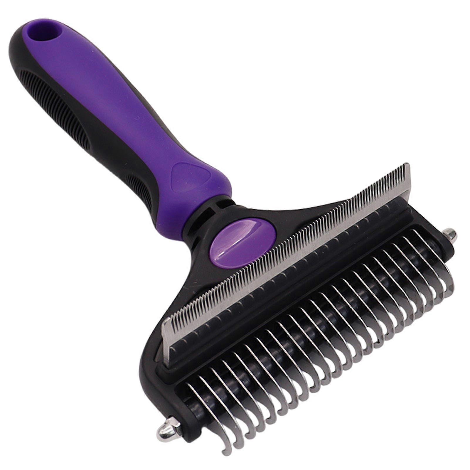 Dog Dematting Comb for Matted Hair Removal, Stainless Steel Double-Sided Pet Comb for Dogs & Cats, Gentle Knot Remover for Shiny Coat