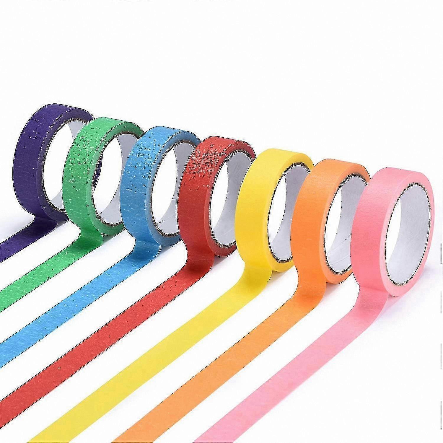 7 Rolls of Colorful Masking Tape, 2.54 cm x 20 Yards Each, Approx. 20 Meters per Roll