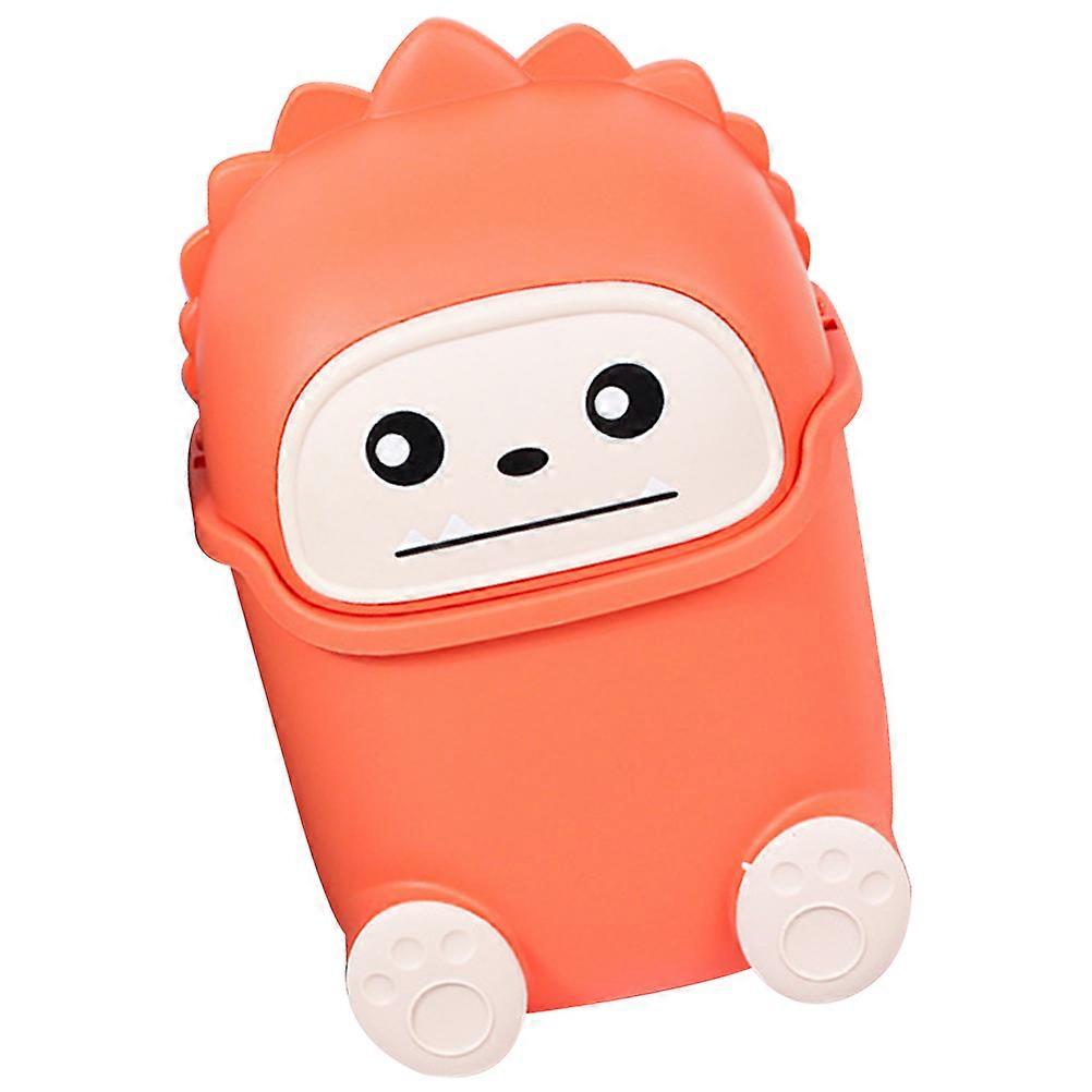 Garbage Bin Desktop Trash Can Wear-Resistant Sealed Design Easy to Clean Reusable Orange 23.5X15.5X14CM 1Set