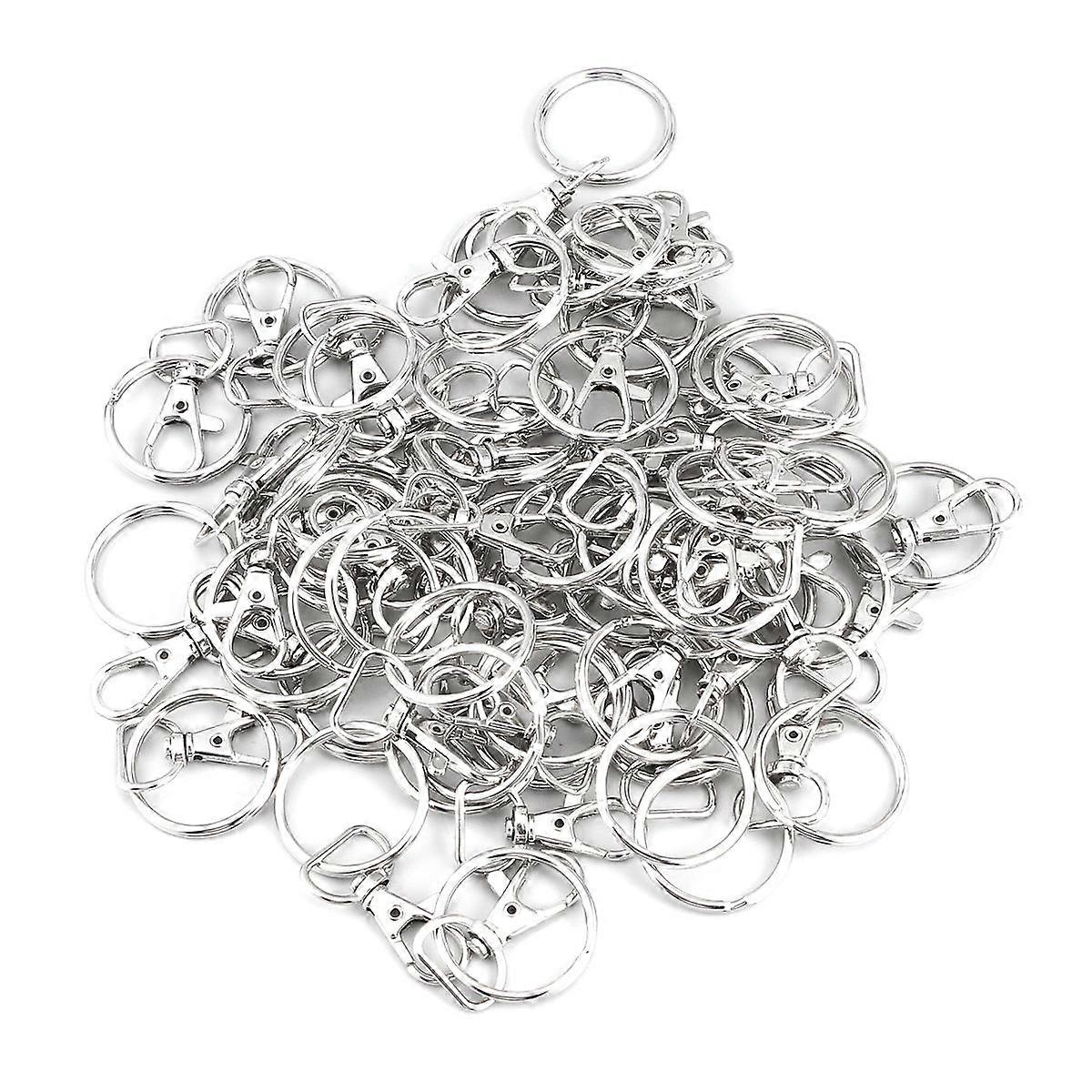 50 Sets Swivel D Ring Lobster Clasps with Key Rings and Snap Hooks