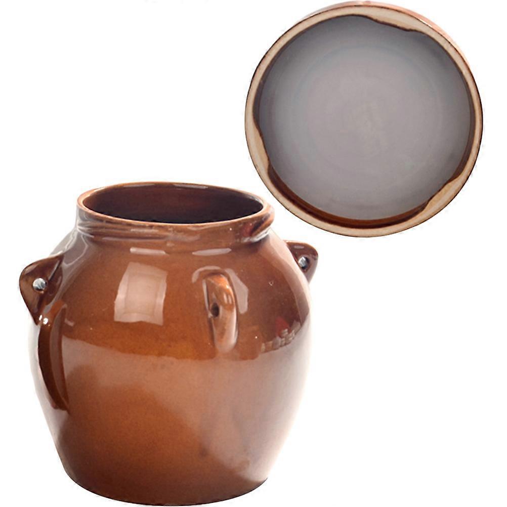 Jars For Jam Honey Container Ceramic Food Jar Fermentation Kitchenware 5.1×4.7×4.7in 1Pcs