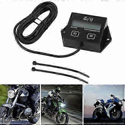 Digital Engine Tachometer Hour Meter Inductive Motorcycle Tiny Tach Waterproof