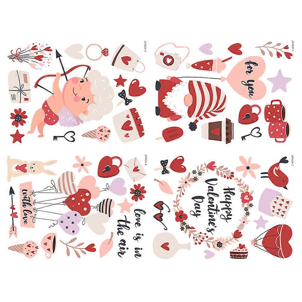 Wall Decoration for Valentines Day Romantic Design Wall Stickers 40x30cm Easy to Paste 1Set