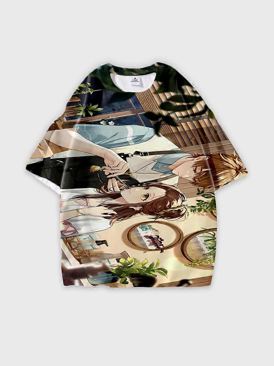 T-shirt round neck Role Pattern loose short sleeve E1131