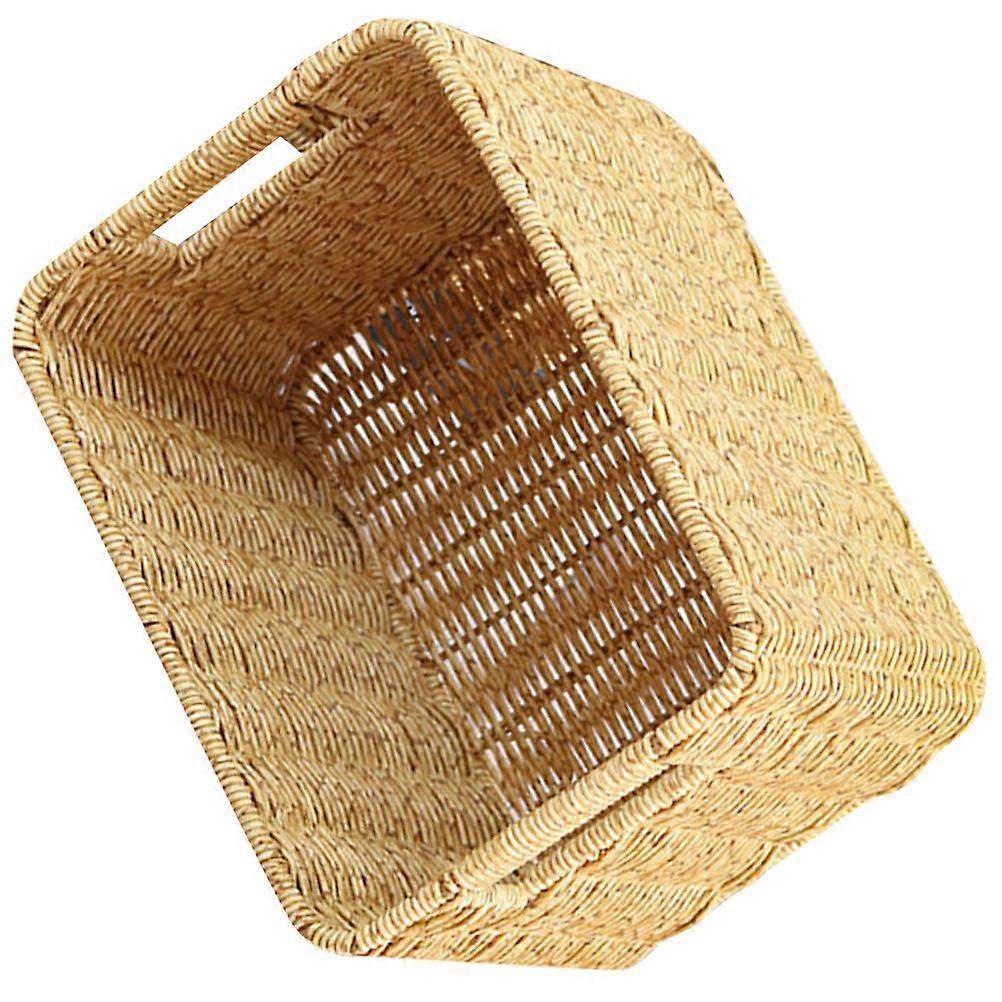 Khaki Woven Storage Basket Made of PP for Home Organization and Sundries Storage 12.5in x 12.5in x 10in
