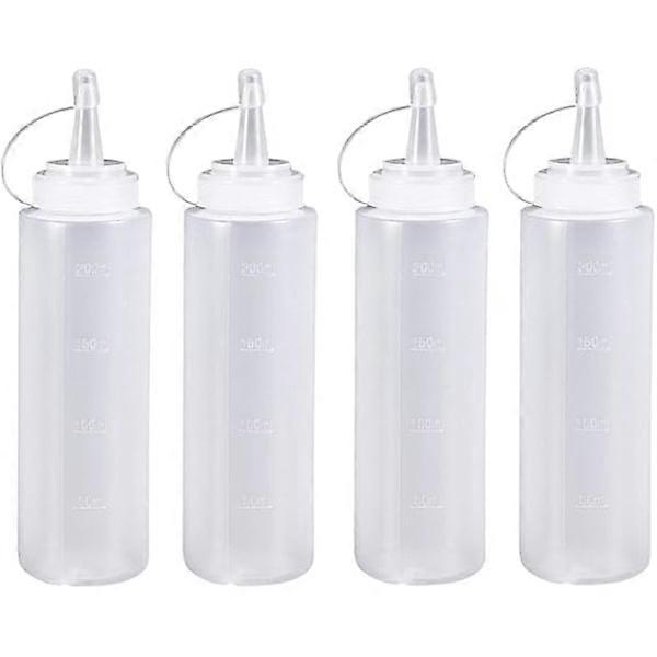 Squeeze Bottles for Condiments with Lids, 200 ml