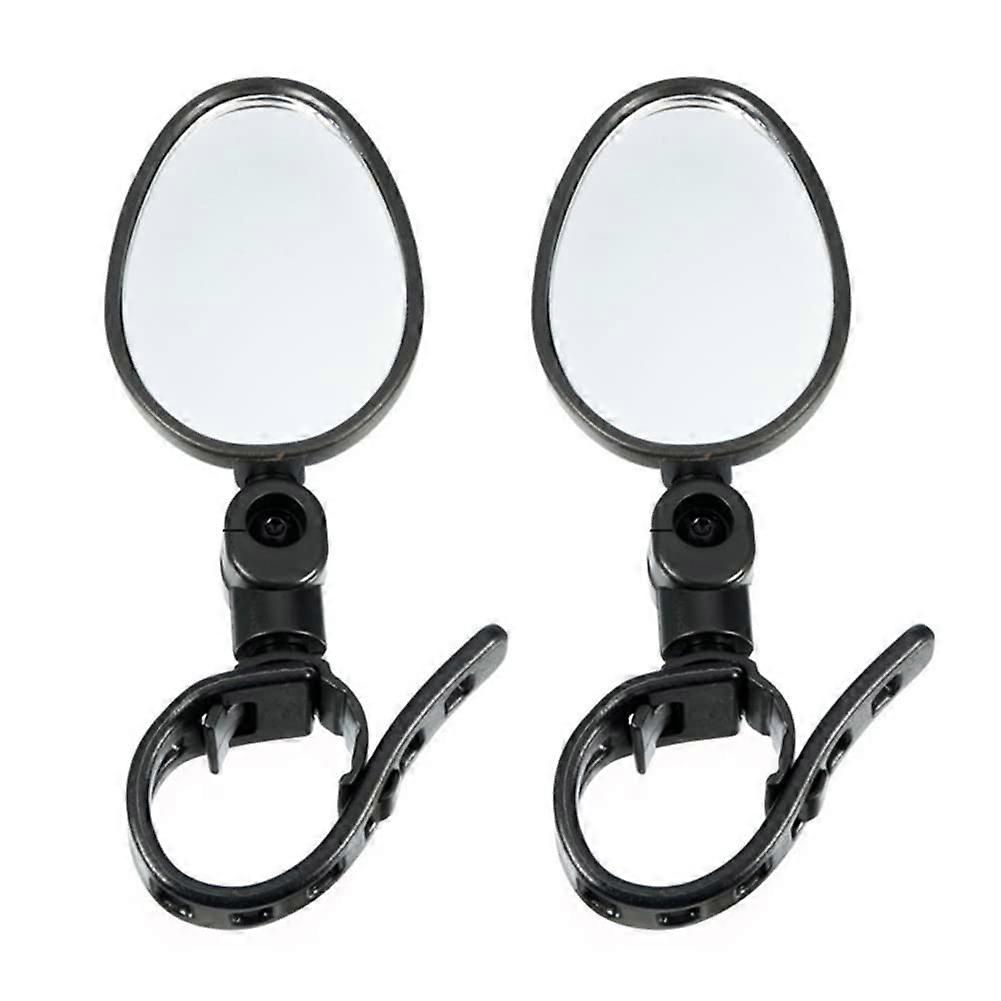 Bicycle Mirror 2 Pieces Adjustable Rotating Plastic Convex Handlebar Mounted Rear View Mirrors for Mountain and Road Bikes