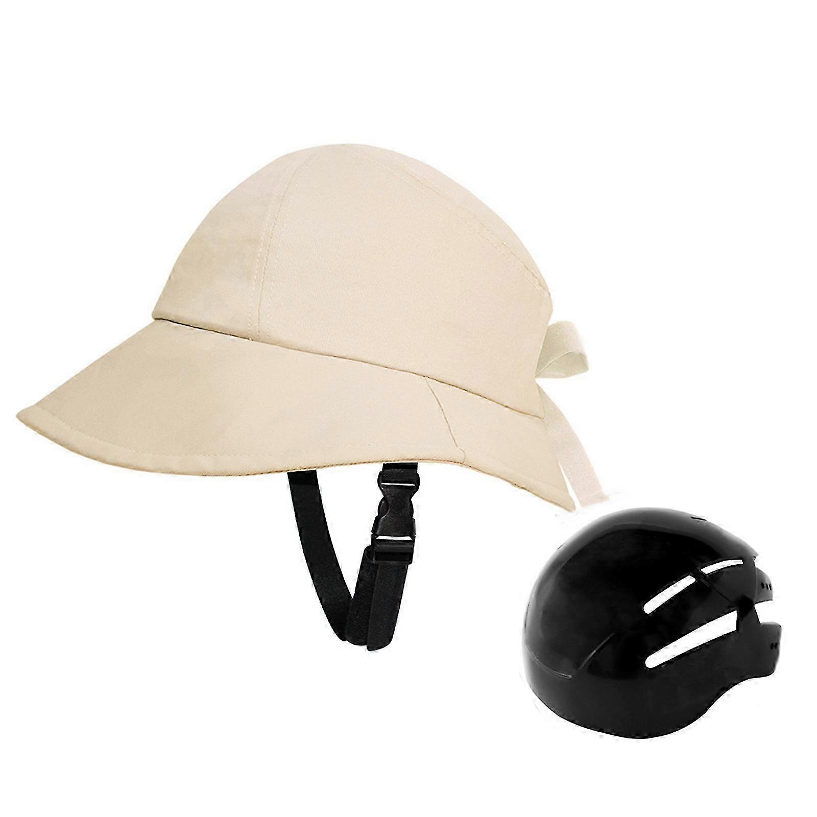 Navy blue cycling helmet with hat appearance