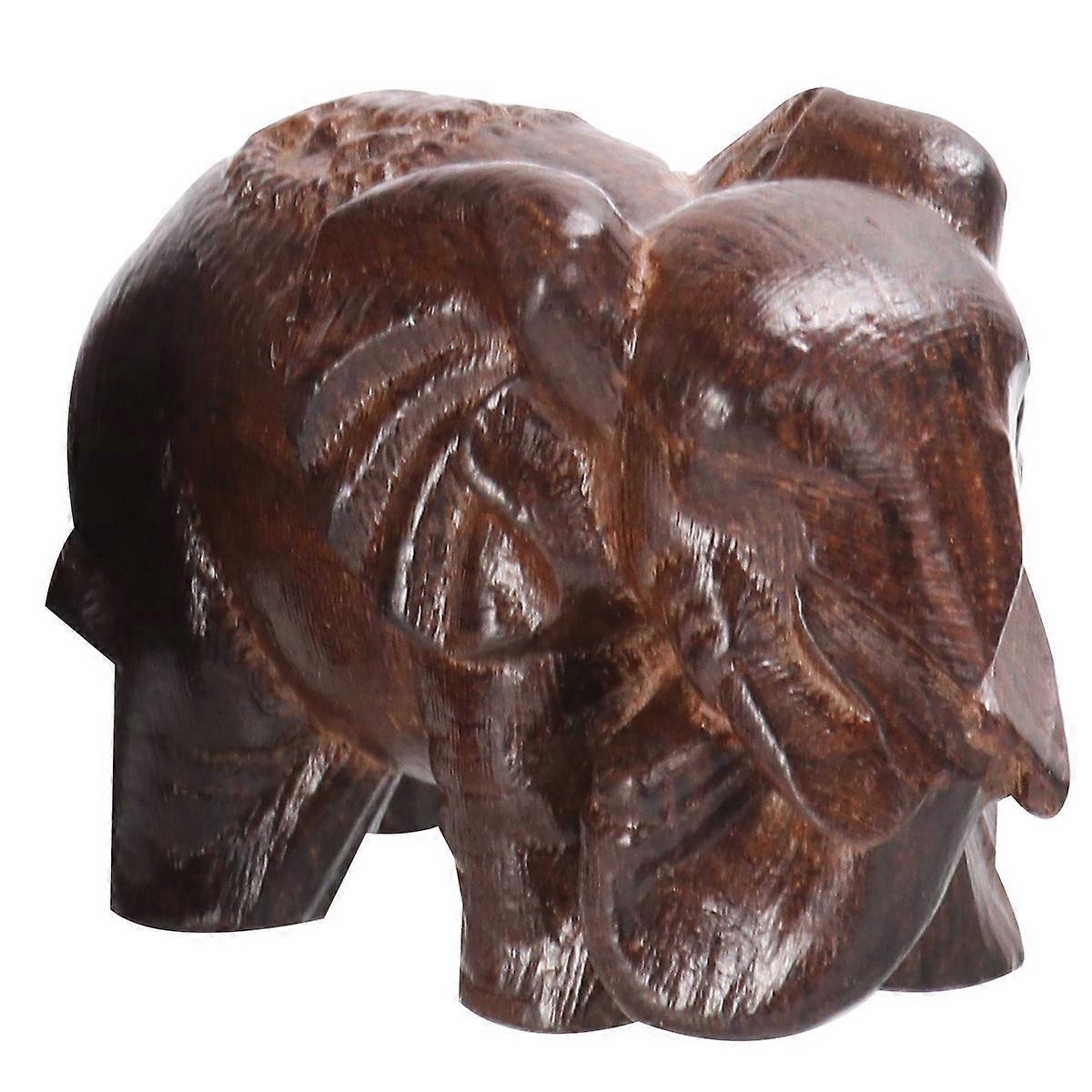1pc Handmade Wooden Sculpture Desktop Adornment Ornament Crafts Elephant Shape Design for Friends