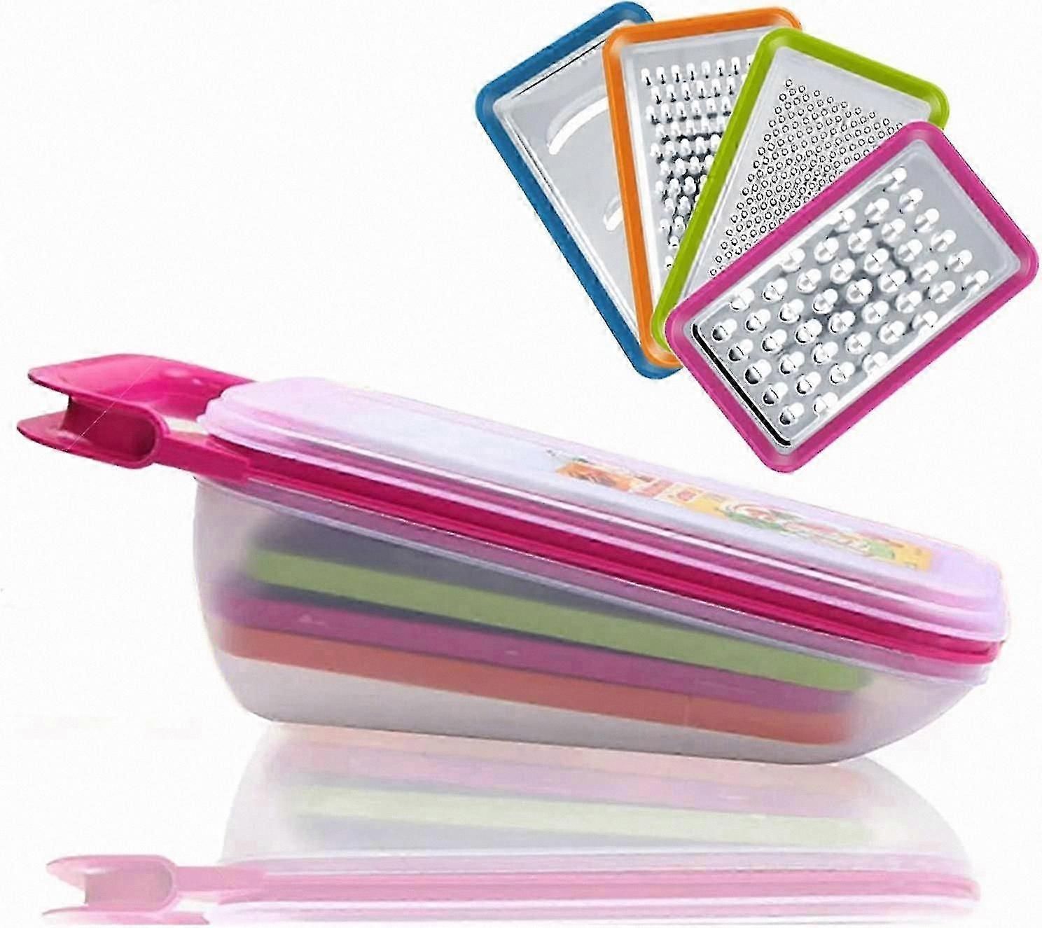 4-Piece Cheese Grater Set with Container for Vegetables and Cheese Slicing