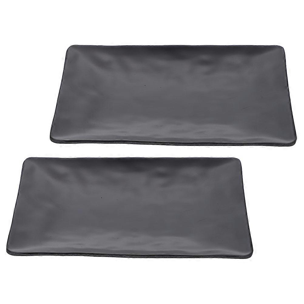 Sushi Serving Dish Set Of 2Pcs Black Rectangular Matte Finish For Dinner Parties And Family Gatherings