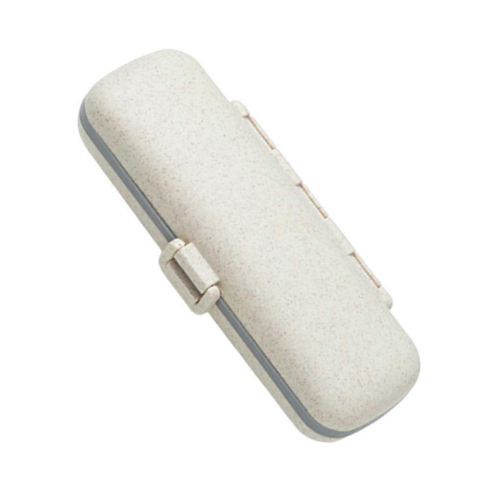 Portable Pill Box with Compartments for Medicine Organizer Beige PP Material