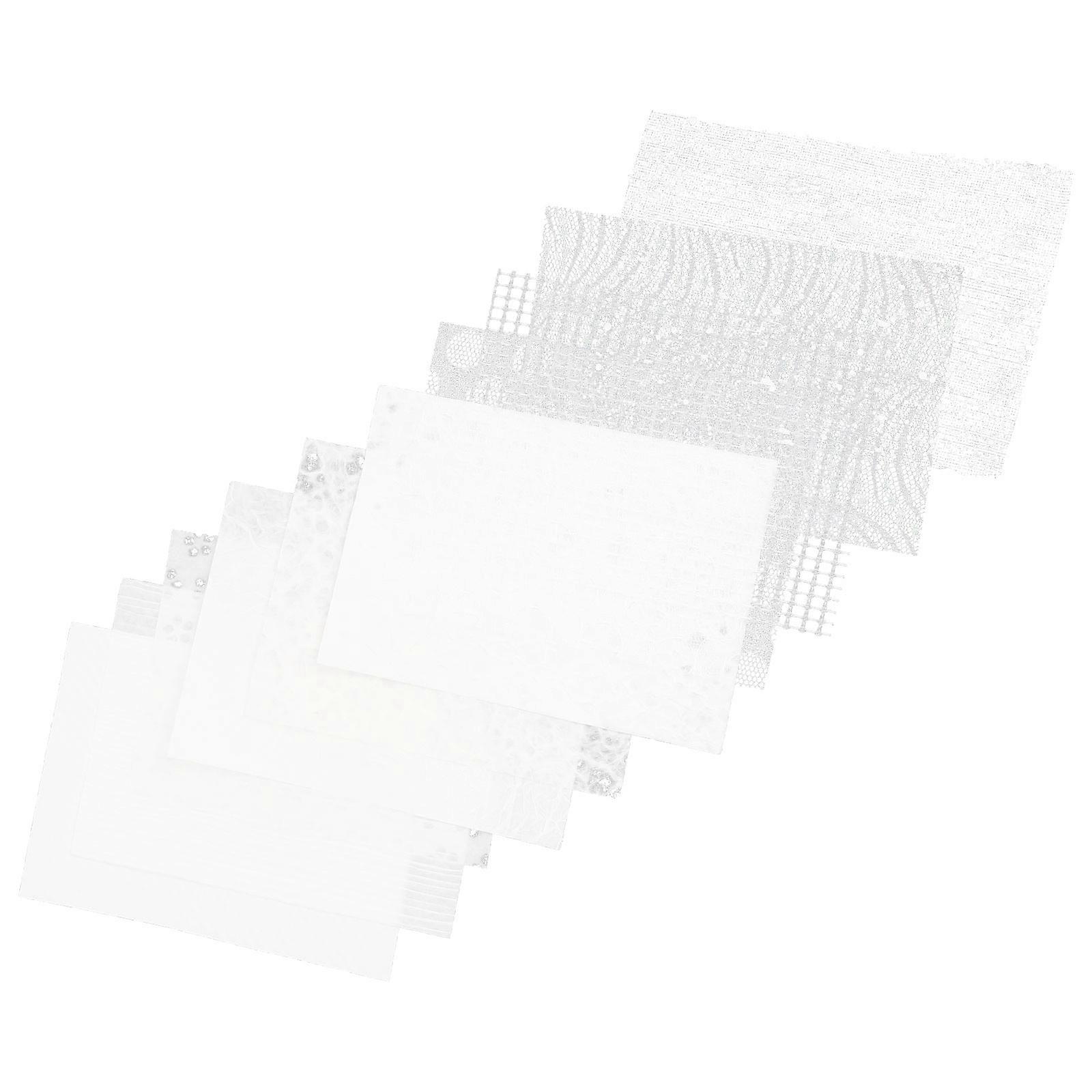 Textured Handmade Paper Sheets For Crafting Projects In White Color With Decorative Function 10 Designs Per Set