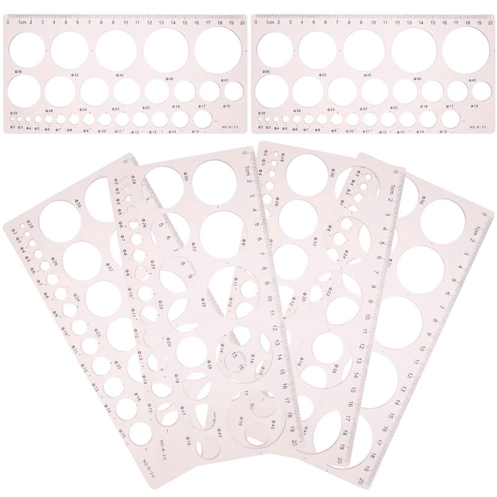 6Pcs Geometric Rulers Template For Engineering Design And School Use In Compact Pink Color For Measurement Assistance