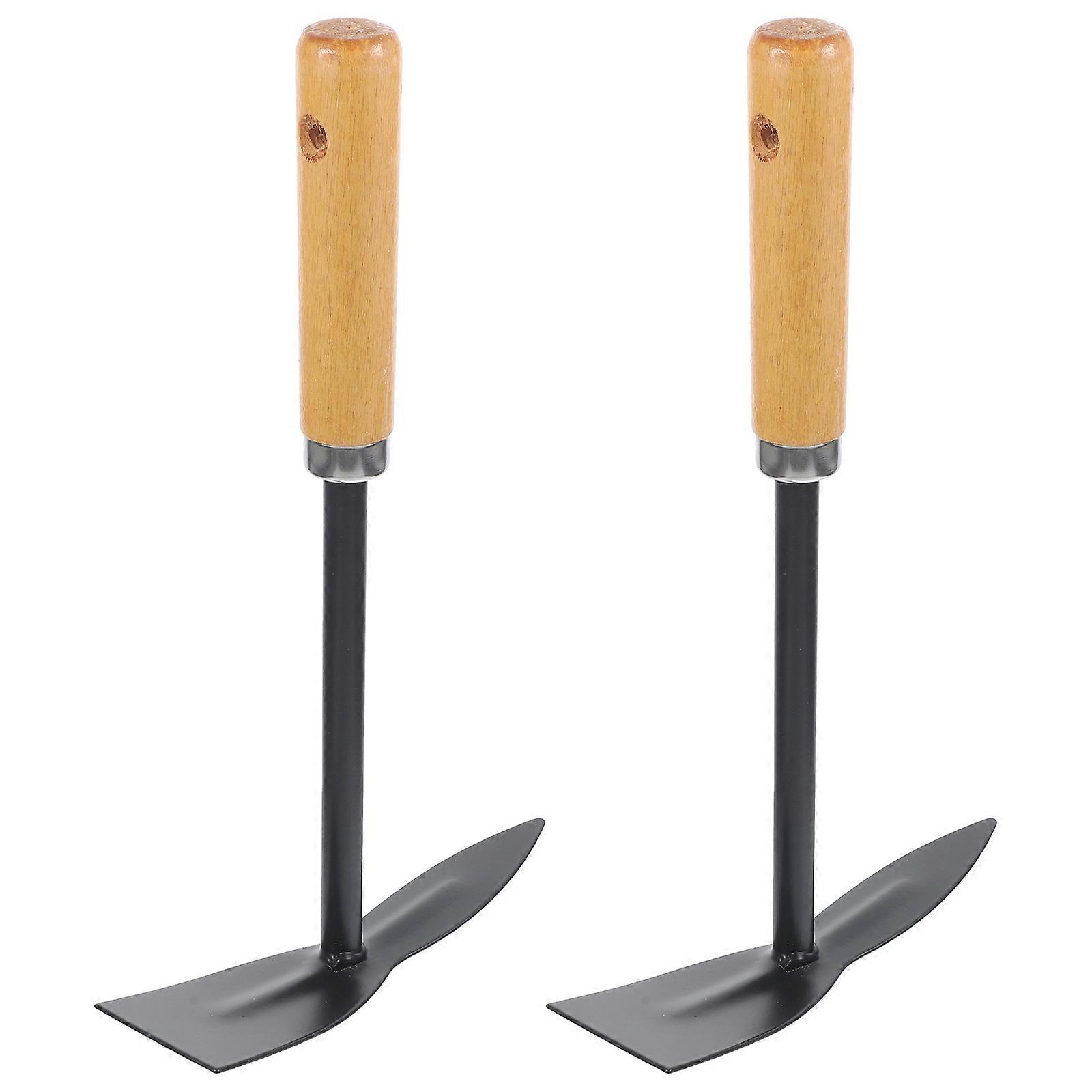 Small Garden Trowel 2Pcs Iron Wood Material Tool For Camping Tent Setting Digging And Planting Use