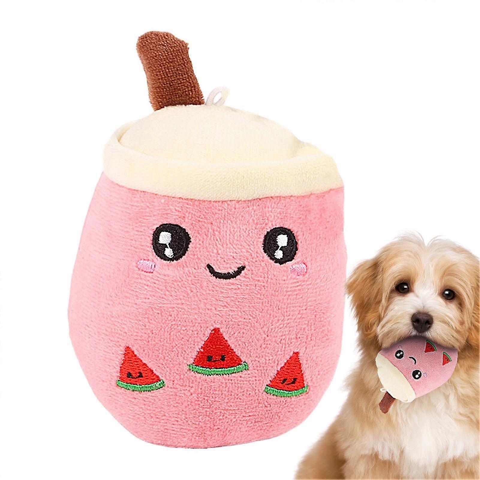 Plush Toy Dog Toy - Soft Bubble Tea Plush Cushion, Cute Cartoon Hug Pillow for Dogs and Cats, Red Color, 18 Inches