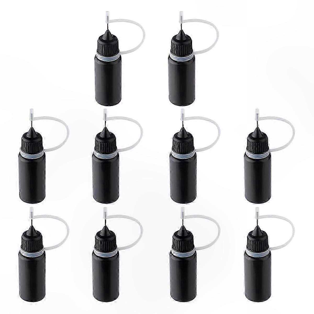 10-Pack Precision Applicator Bottles with Black Metal Tips, 10ML Plastic Dispensing Bottles for Detailed Projects