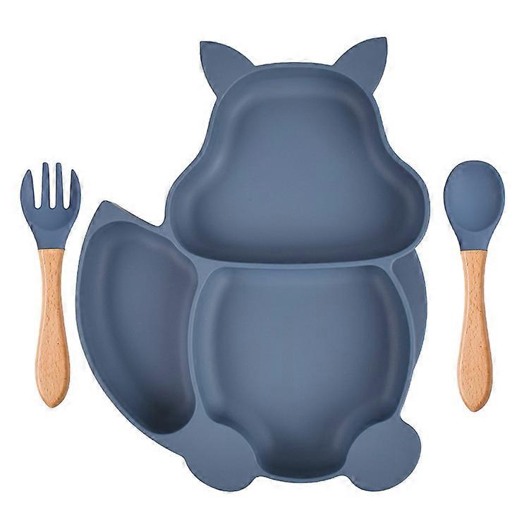 Cartoon squirrel silicone dinner plate mini silicone dinner plate blue