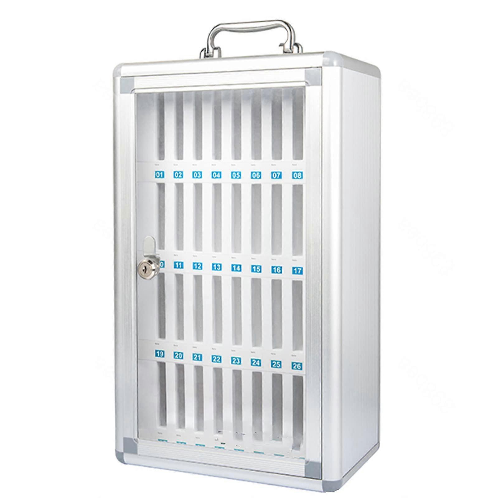Stainless steel mobile phone storage box, transparent, wallmounted, lockable, can be carried by hand, 36 slots.