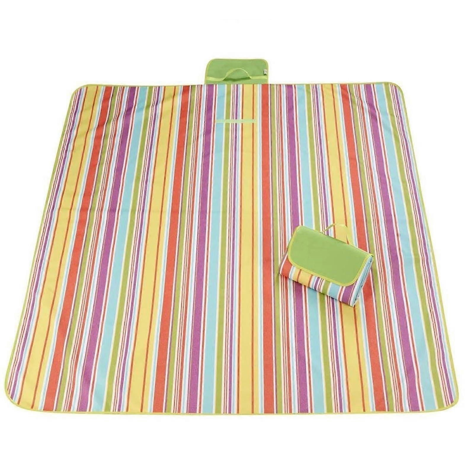 Portable Picnic Blankets, Foldable Waterproof Sandproof, with Tote, for Camping Beach Travel Hiking Grass(Rainbow stripes,40 * 60inch)