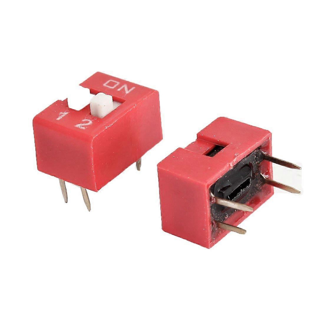 2 Pcs Dual Row 4 Pin 2 Way 2.54mm Pitch DIP Switches Red (6975060622ef62c262c0886f7e6b1d22)