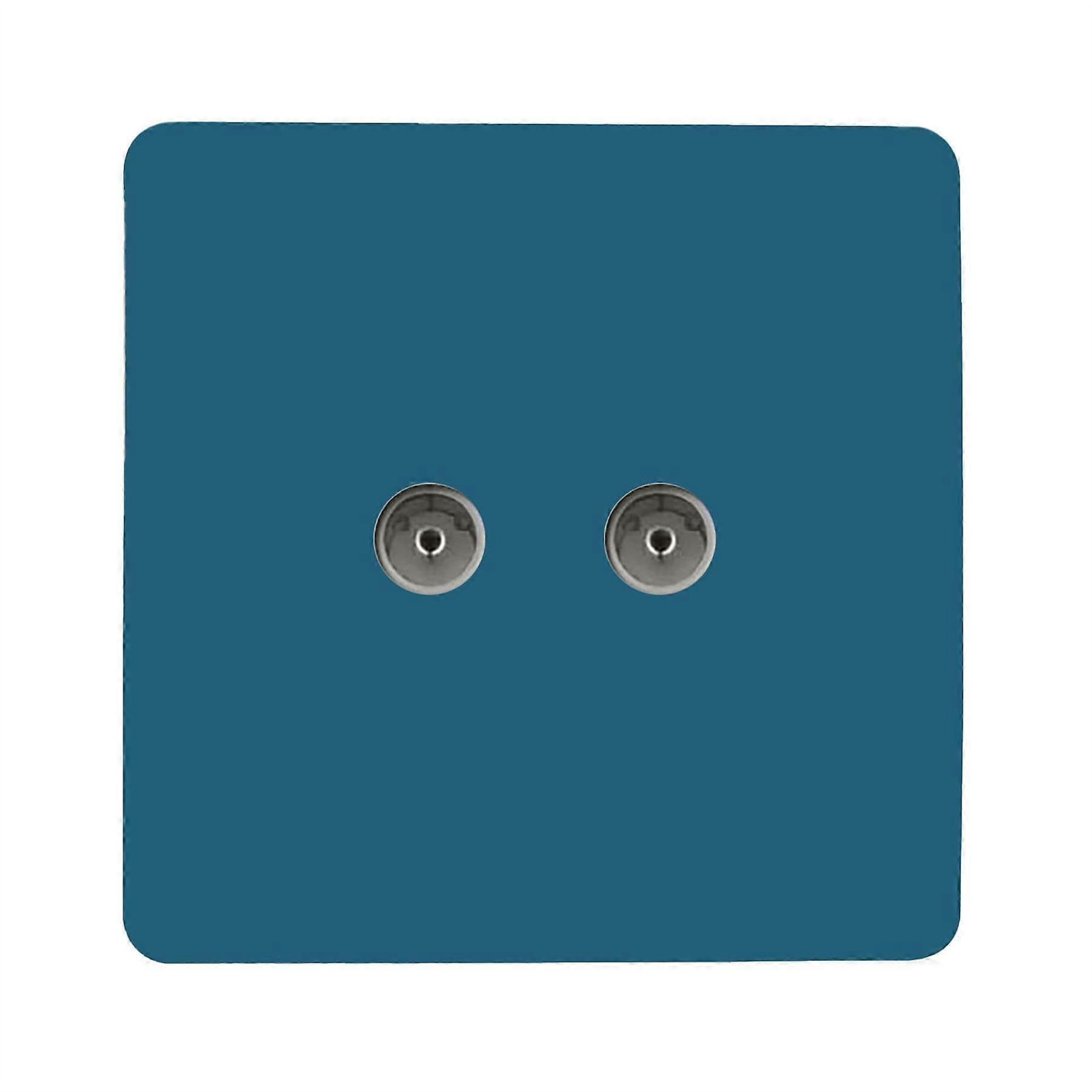 Trendi Artistic Modern Glossy Tactile 2 Gang TV Socket Ocean Blue