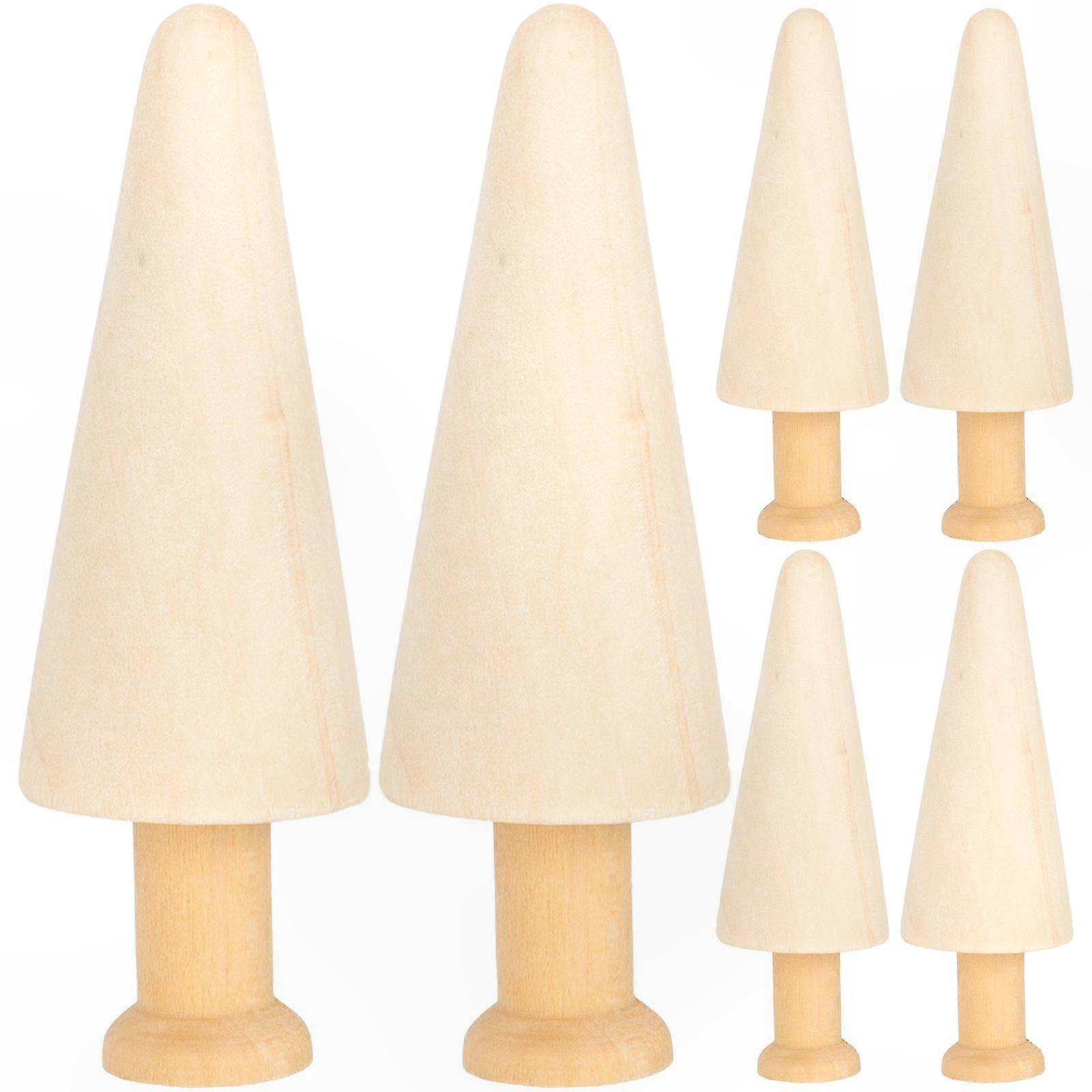 Set of 6 Mini Wooden Trees for DIY Crafting and Painting Projects
