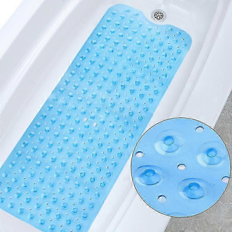 Non-Slip Shower Mat, Bath Tub Mat with Suction Cups and Drainage Holes , 40100cm Size, Blue Note: The data is all measured manually, please allow 1-3