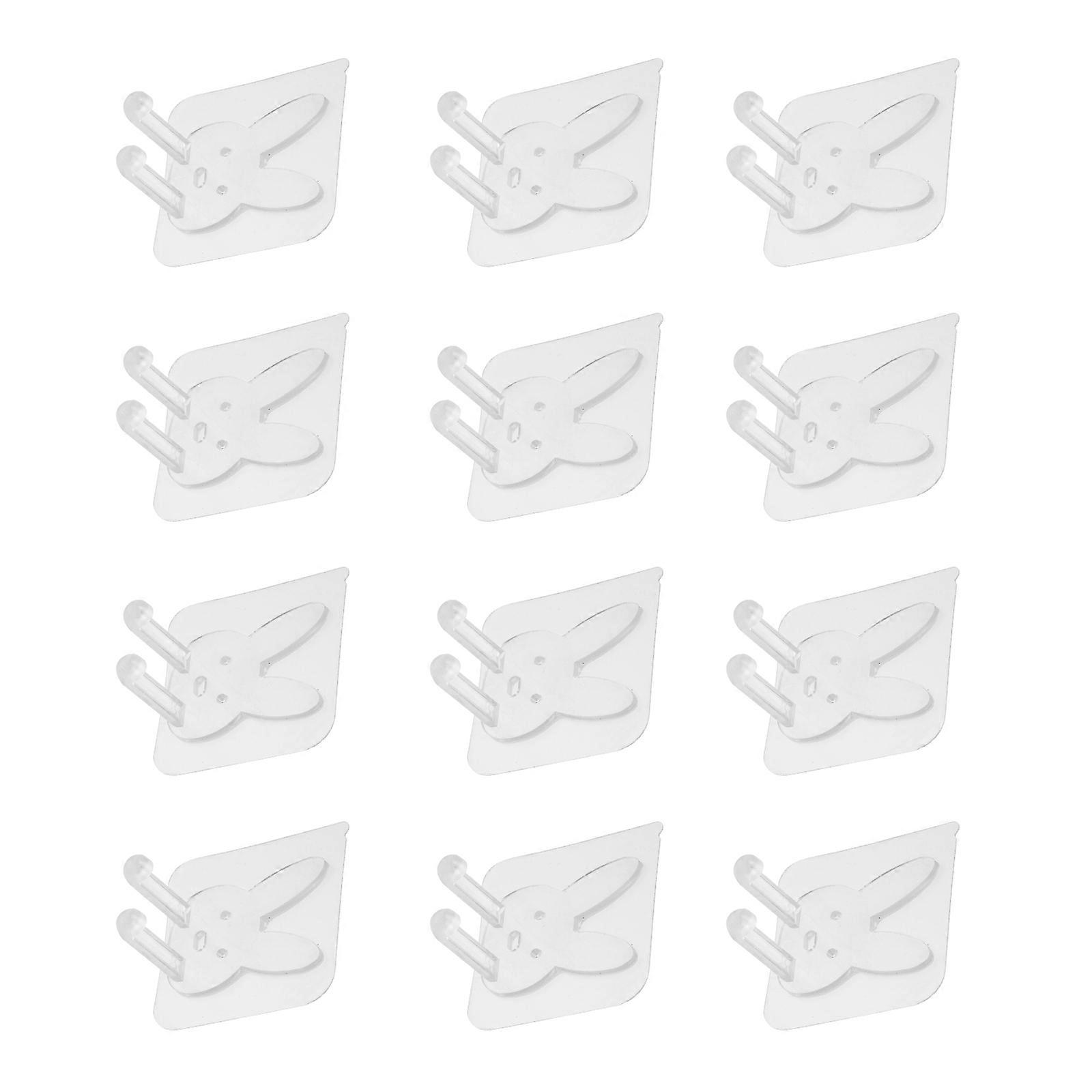 12pcs Self Adhesive Sticky Hooks Transparent Hooks Heavy Duty Wall Hooks