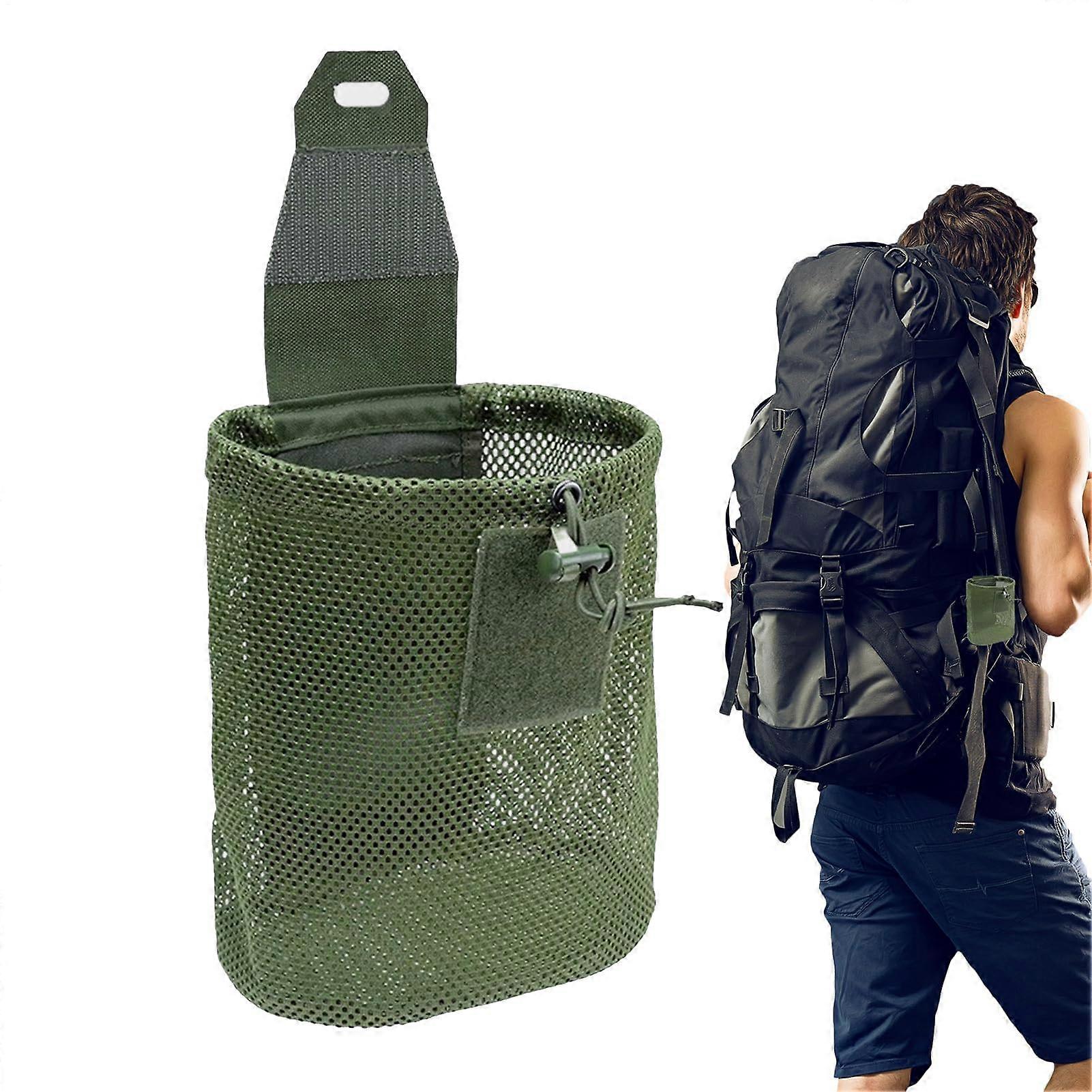 Dump Pouch - Large Capacity Portable Tool Storage Net Bag for Hiking, Traveling, Outdoor Activities, Army Green