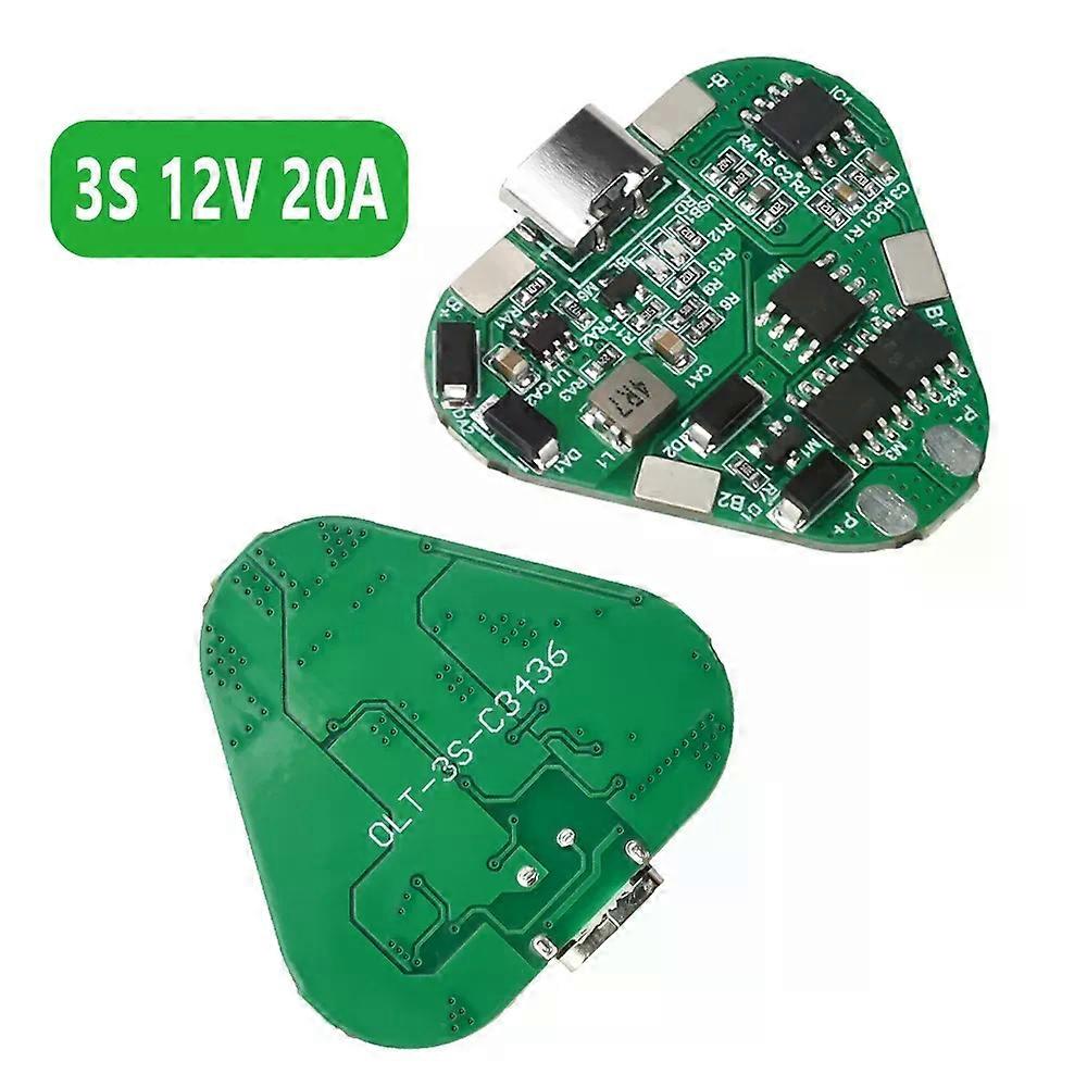 BMS 3S 20A 12V Type C Charging Port 18650 Lithium Battery Protection Board Overcharge/Disconnection/Short Circuit Protection