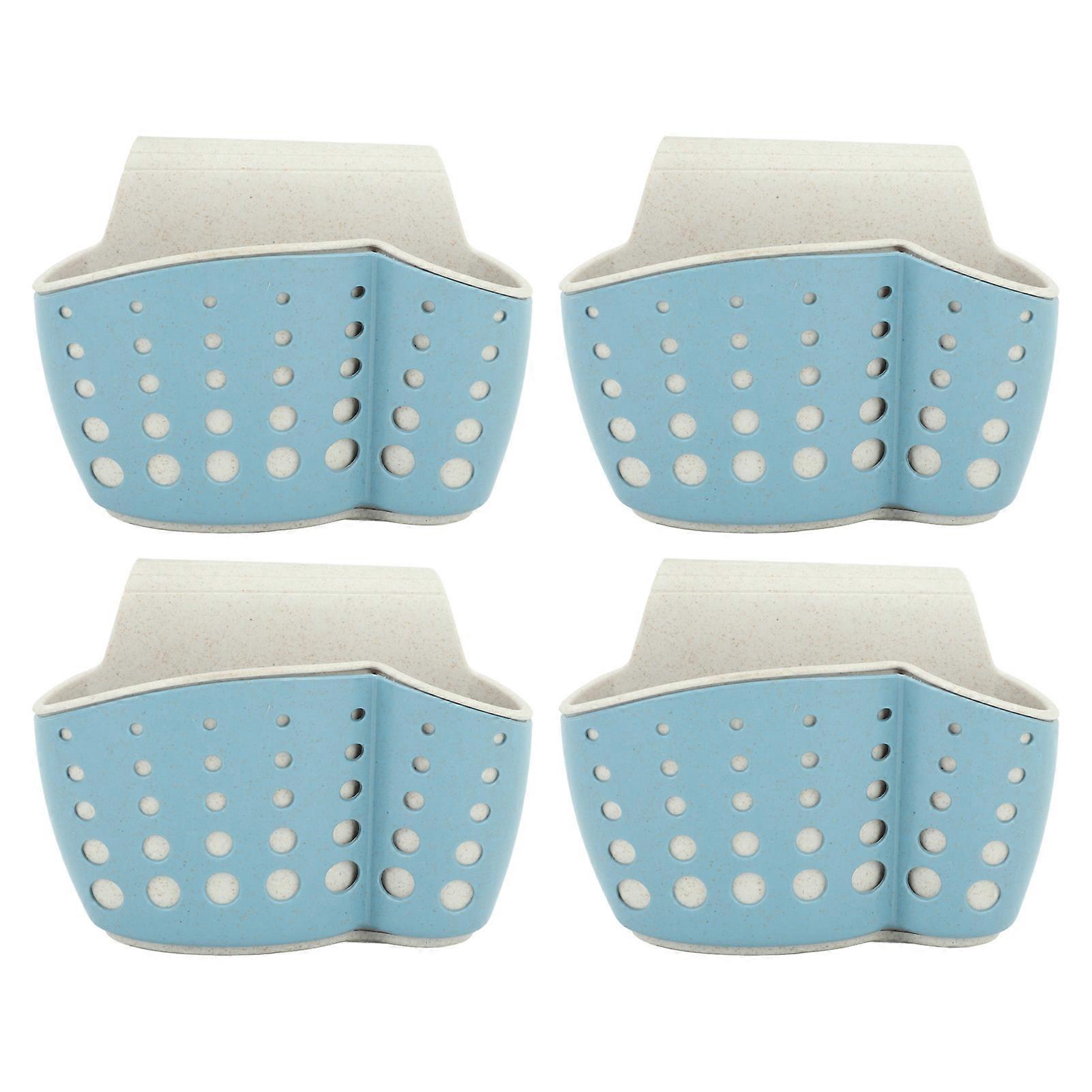 4Pcs Sink Sponge Holder PP 2 Layer Adjustable Strap Soap Holder Drainer for Kitchen Bathroom