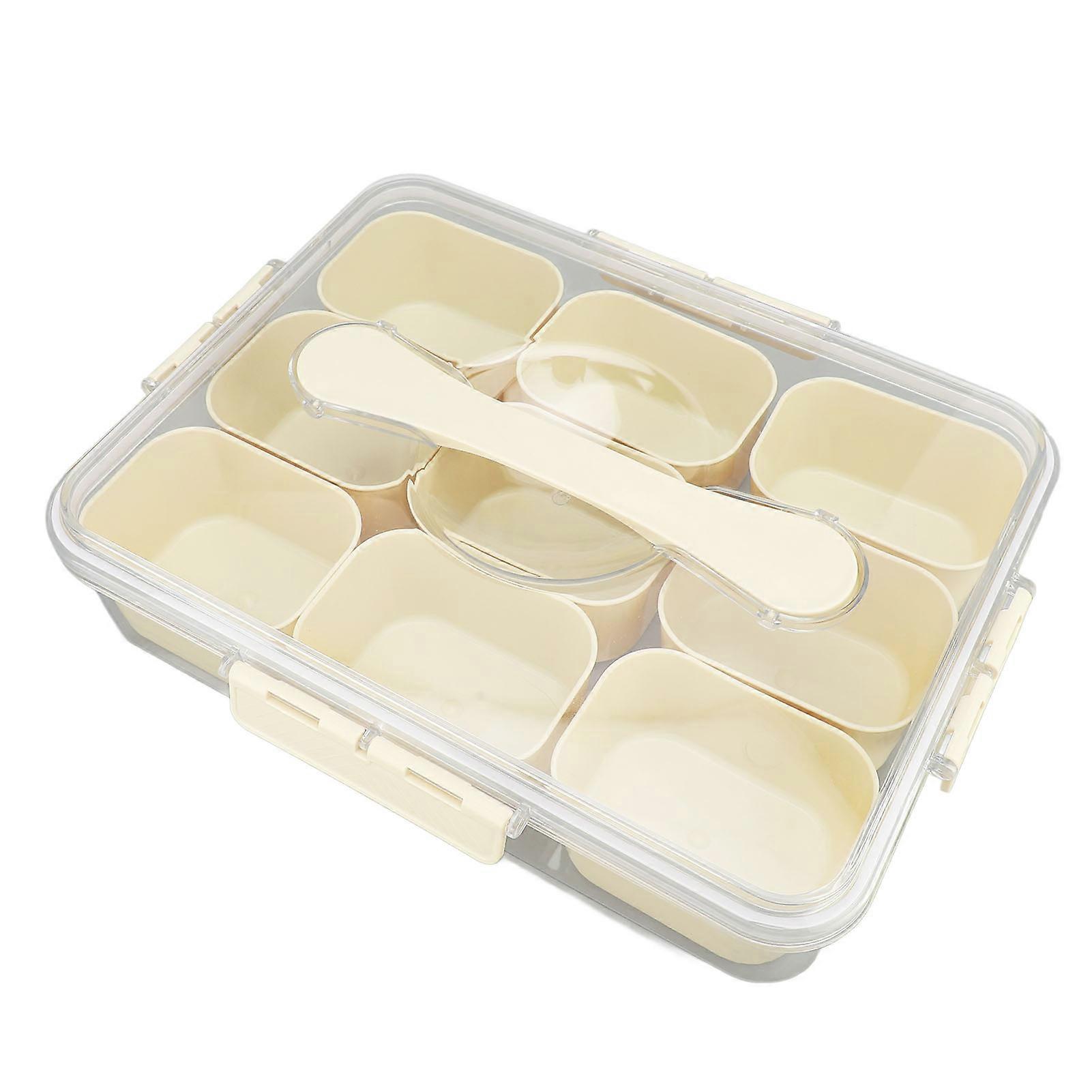 Divided Serving Tray with Lid & Handle 9 Compartments Clear Plastic