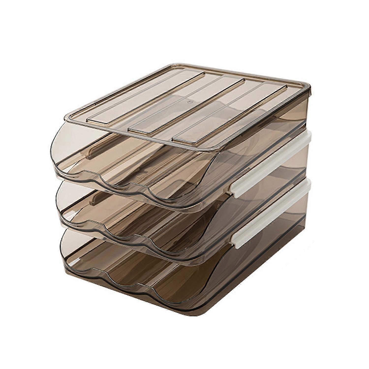 2025 Automatic Rolling Egg Storage Box Space Saving PET Fresh Preservation Egg Tray for Cooking