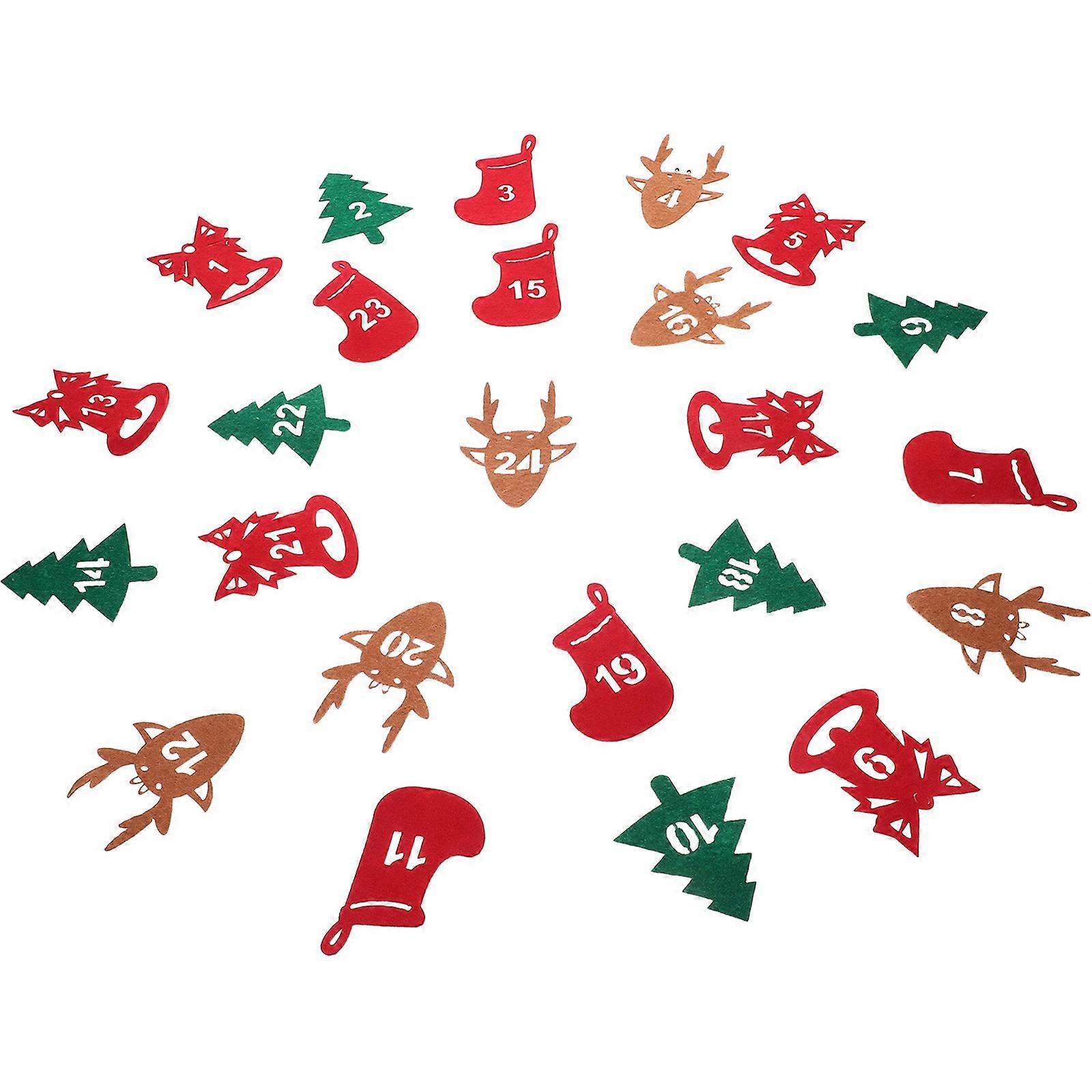 Christmas Sticker Set with Countdown Design for Decoration Made of Felt Assorted Color 24pcs
