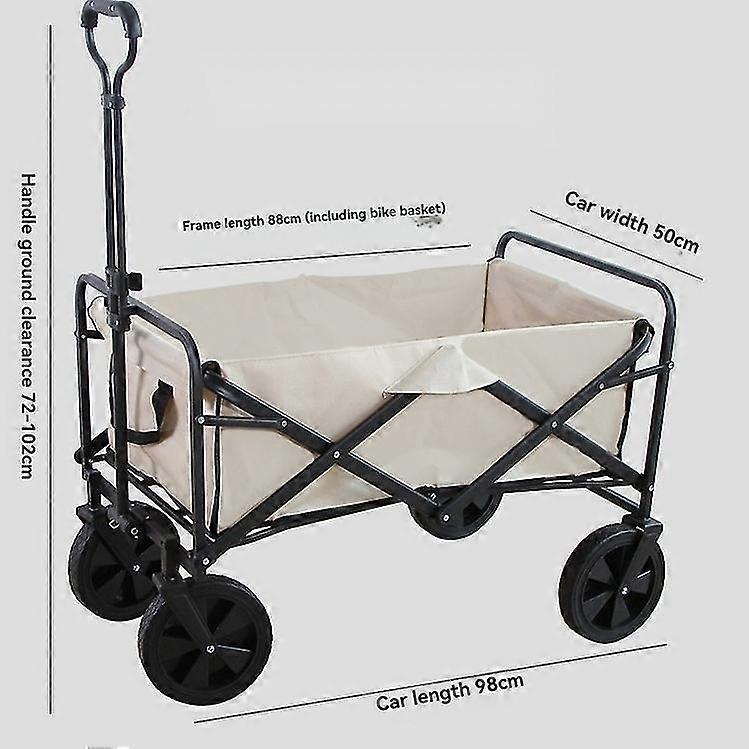 Foldable stroller with 8-inch new large rubber universal wheels (off-white)