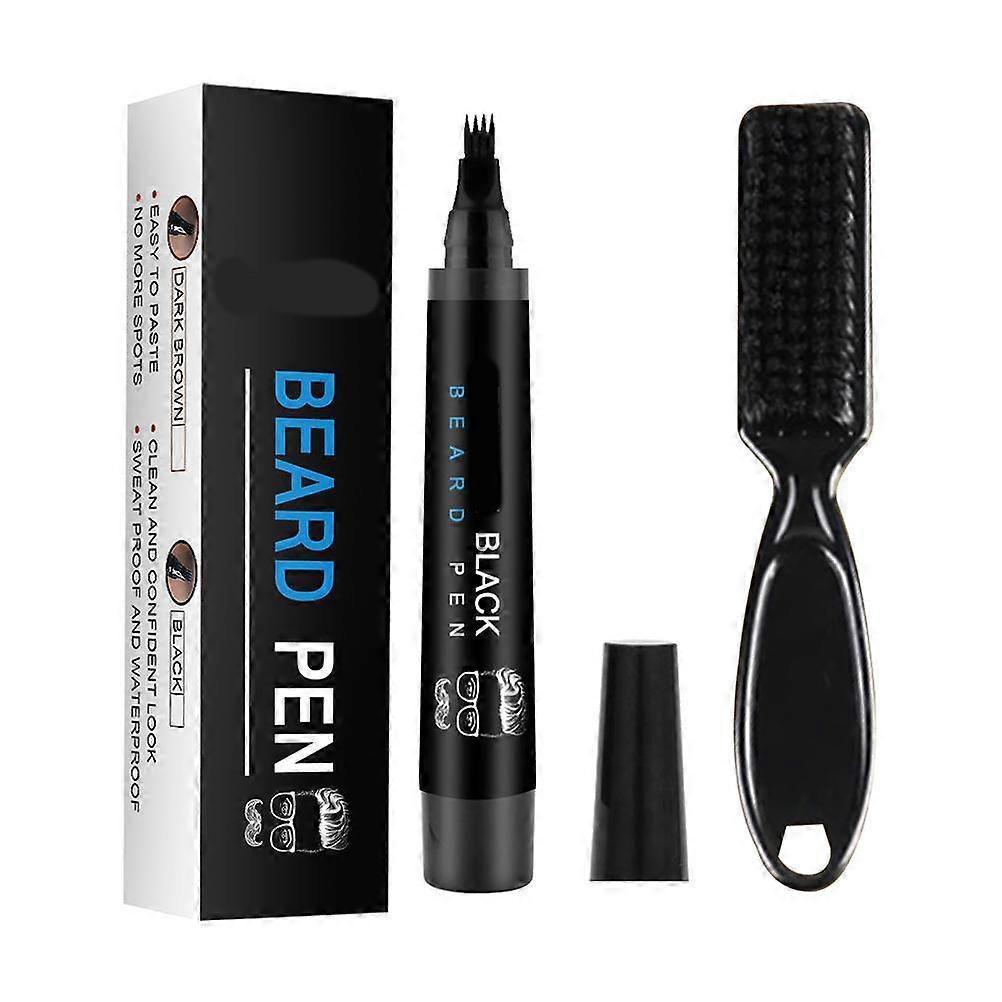 Waterproof Beard Filler Pen and Brush Beard Enhancer Pencil for Moustache Coloring Shaping Grooming Tools