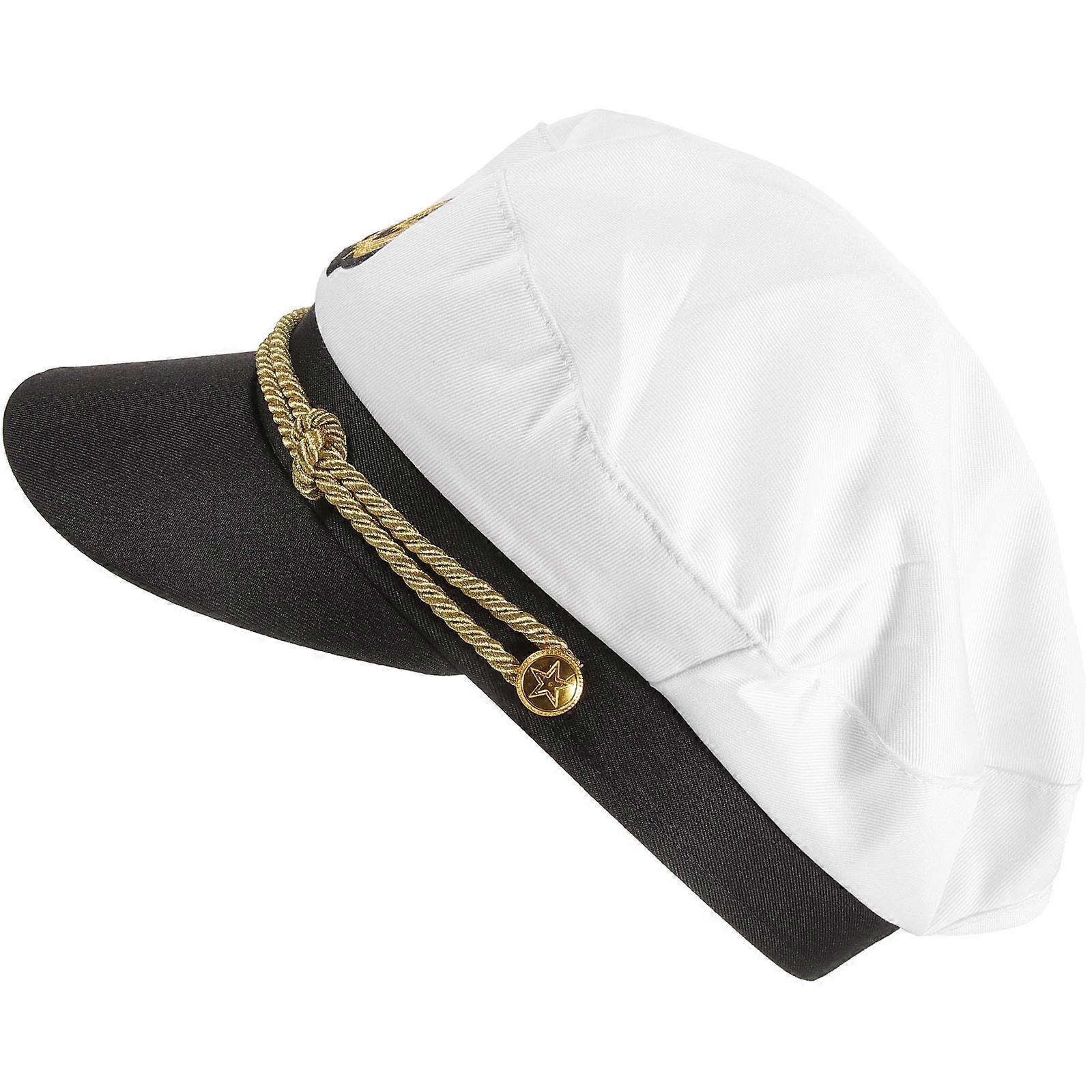 White Captain Hat Prop for Men Use in Cosplay with Adjustable Buckle