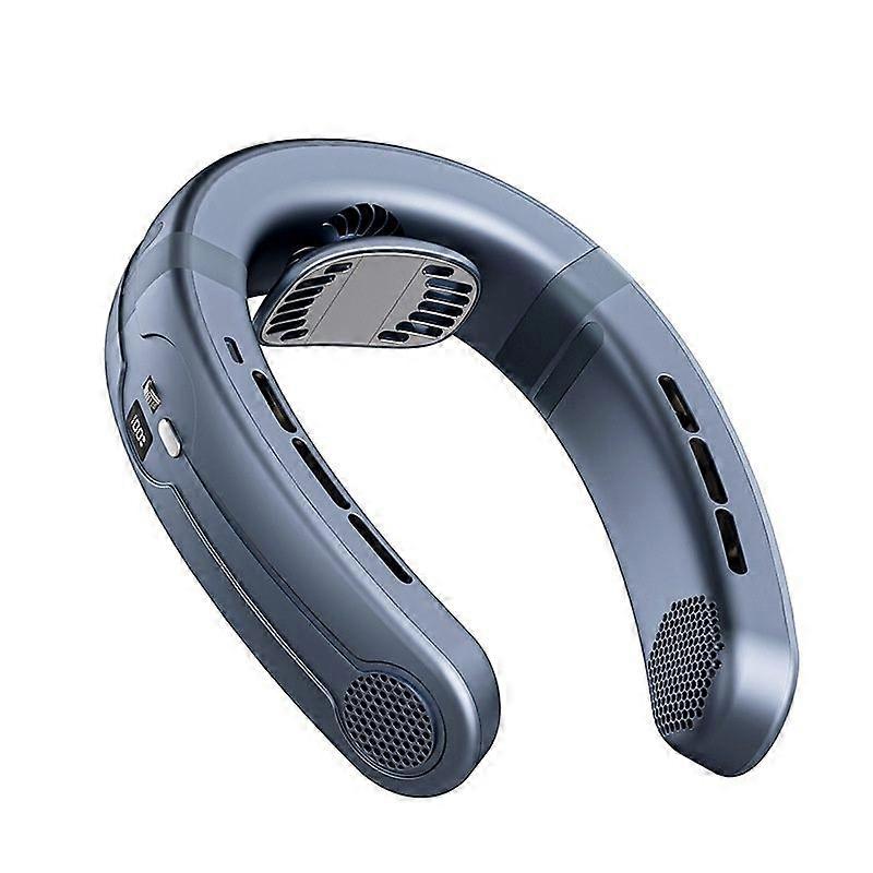 Neck fan 4000 mAh low noise rechargeable bladeless battery powered with adjustable breathable neck support - black