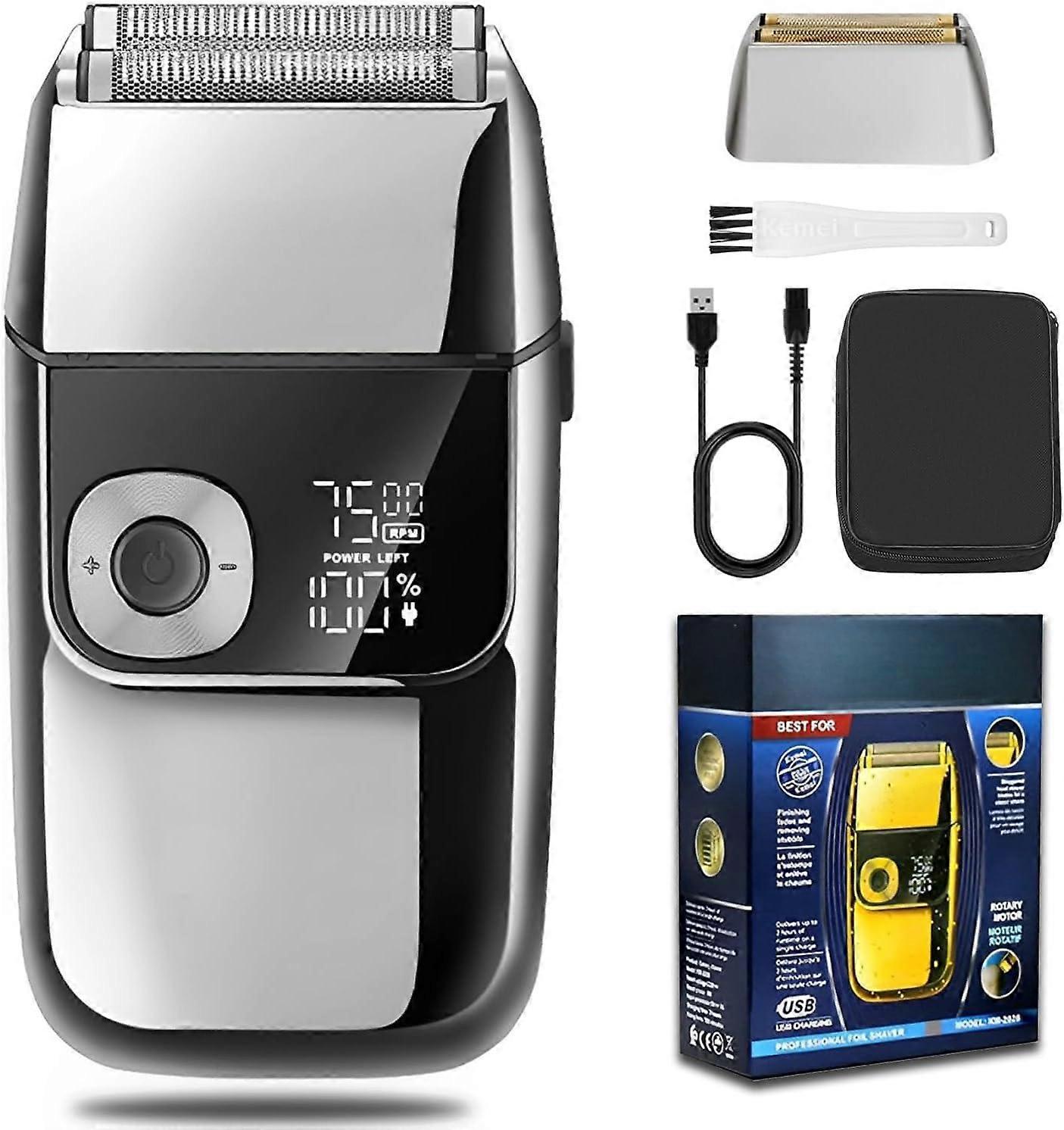 Electric Razors for Men, LCD Display Cordless Men's Razors, USB Rechargeable with Pop-up Beard Trimmer Best Worldwide Travel Gift, Silver