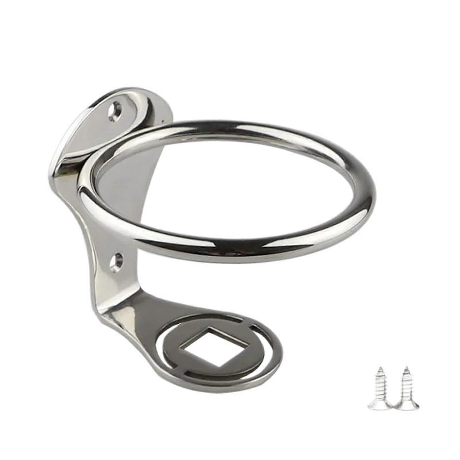 Stainless Beverage Cup Holder 2Pack Single Ring Vertical Mount Marine Yacht Boat Hardware