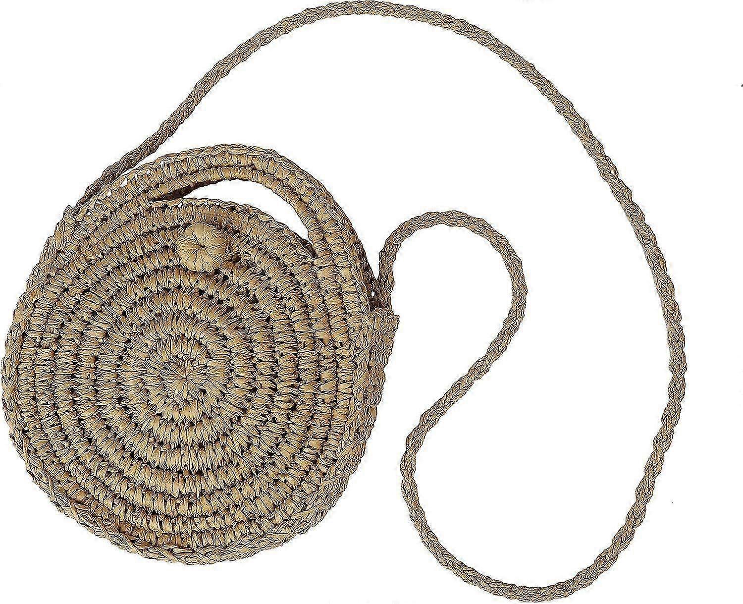 Straw Beach Bag Summer Round Vintage Handmade Shoulder Bag Circle Bohemian