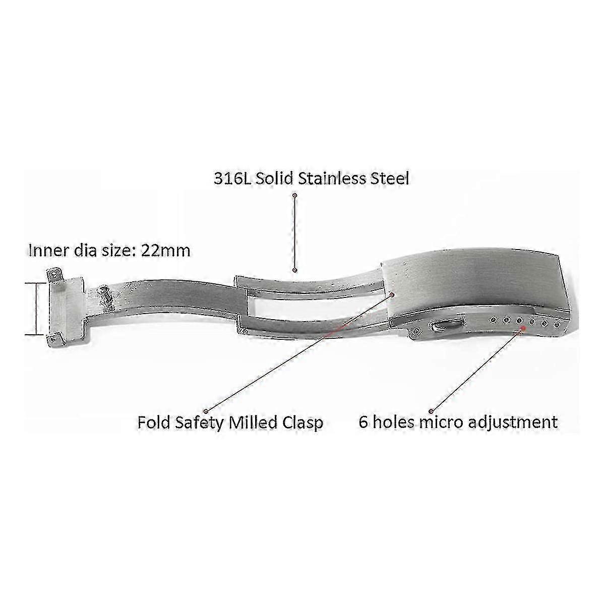 Montre Boucle Fold Sécurité Fraisé Fermoir Remplacement Acier inoxydable Bracelet de montre, 18mm