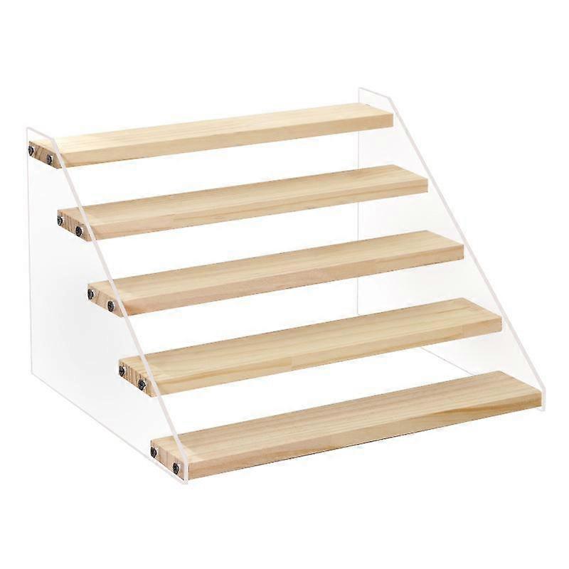 Display multiuso Riser Rack Stand Clear Wooden5Tier Step Shelf Dolls Holders & Racks