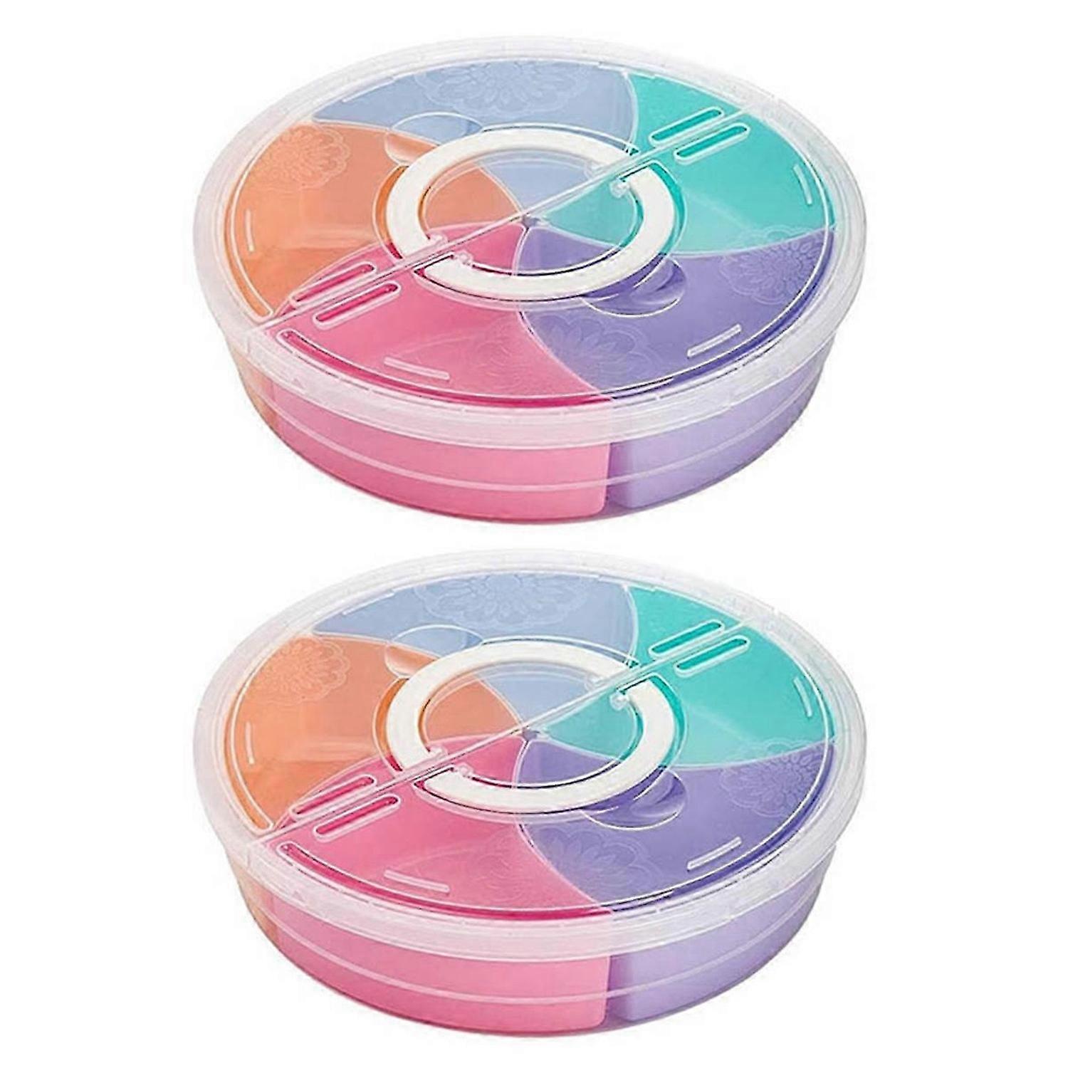 2Pc Multi-Function Food Storage Tray with Lid for Nuts & Candy Fruit