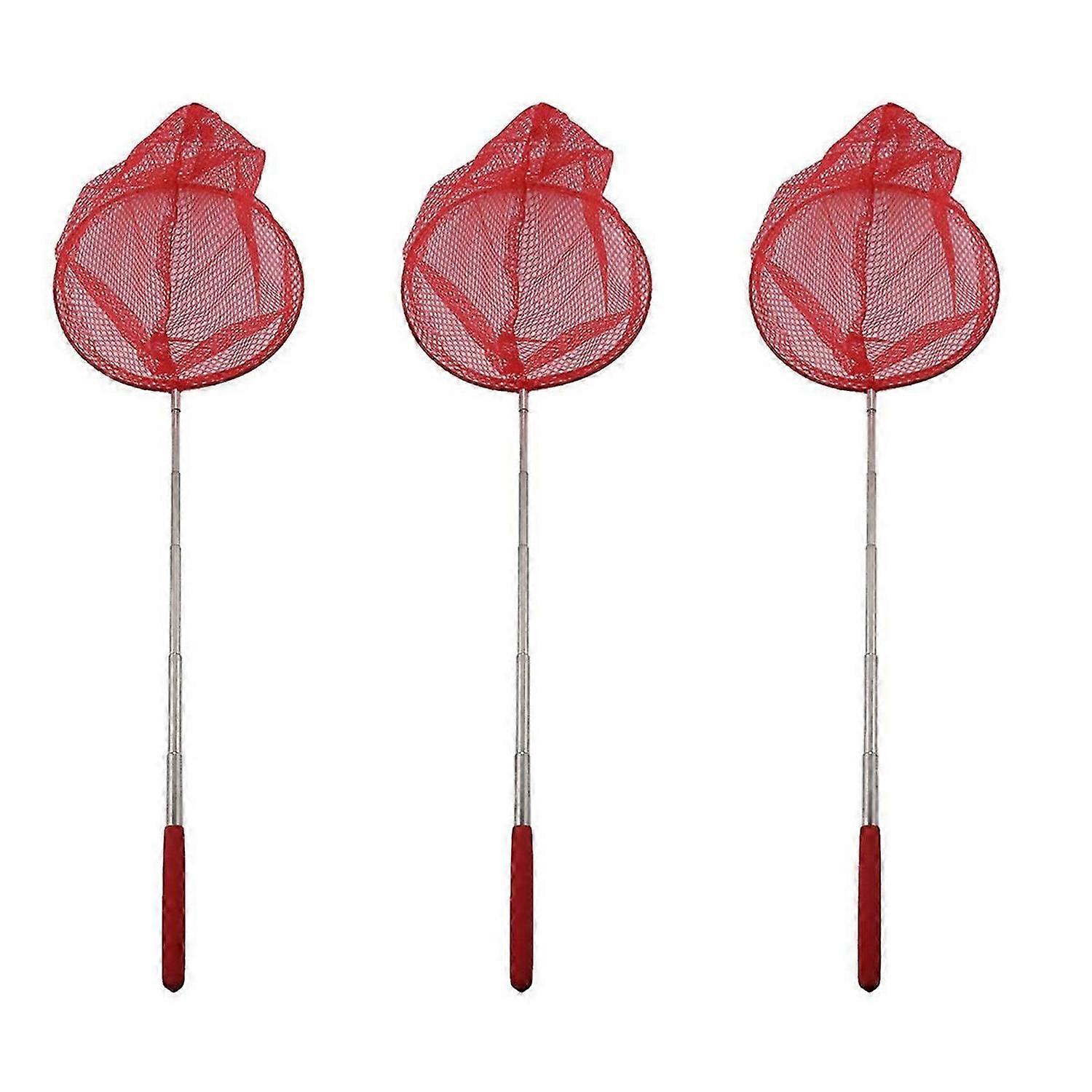 Outdoor Net Bag Stainless Steel Telescopic Catching Net-Red