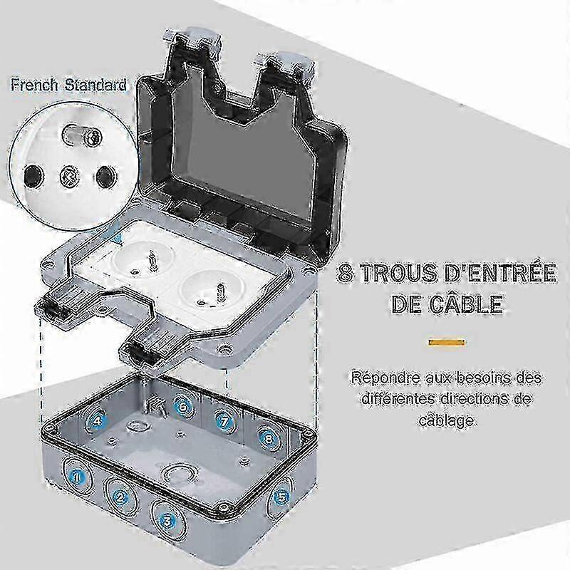 Waterproof Socket Double Outdoor Electrical Outlet Ip66 Waterproof Wall Socket 16a 2025
