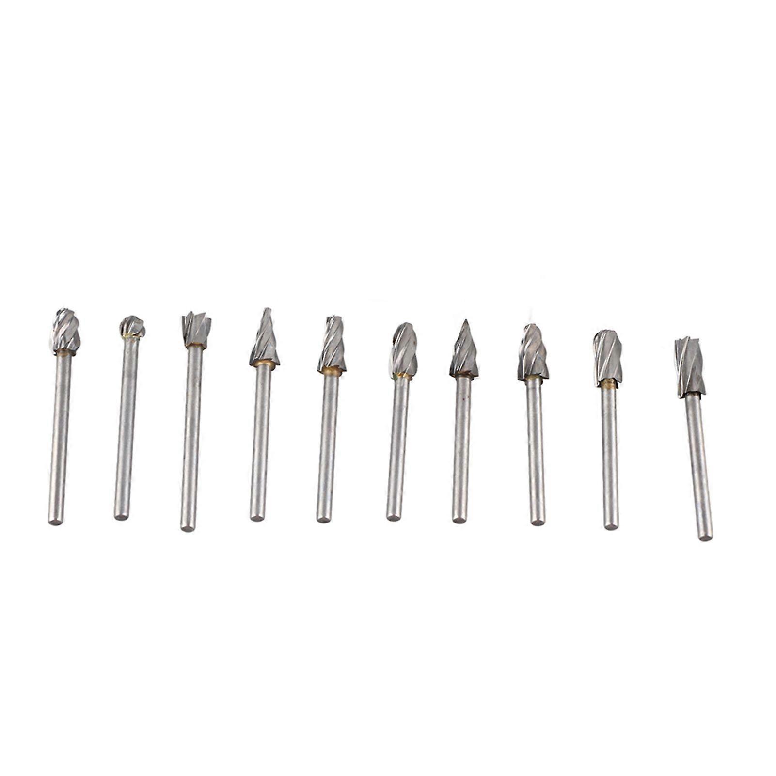 10Pcs Carbide Burr Set Alloy Tungsten Steel High Hardness Wide Application for Dremel Wood Carving Bits for Woodworking